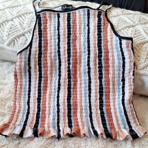 Justify Black and White Smocked Ribbed Tank Top